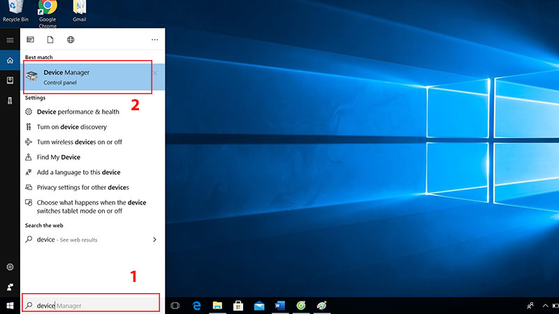 Tìm chọn Device Manager